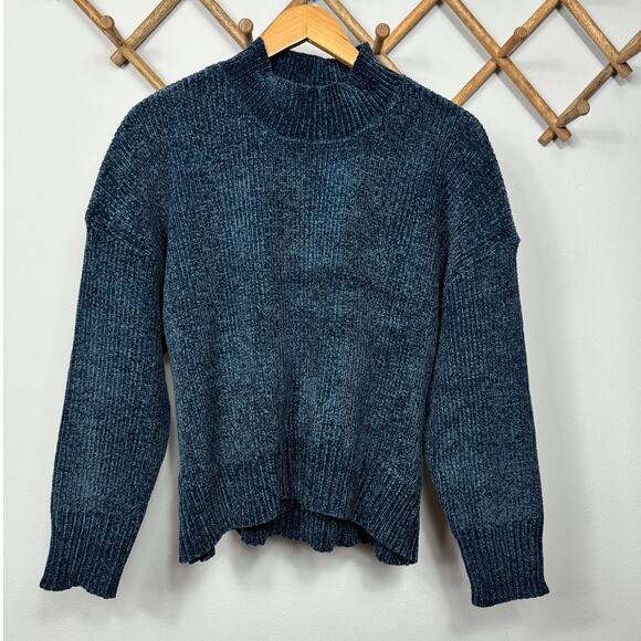 Sanctuary Chenille Mock Neck Sweater in NAvy Size XL - Picture 2 of 7